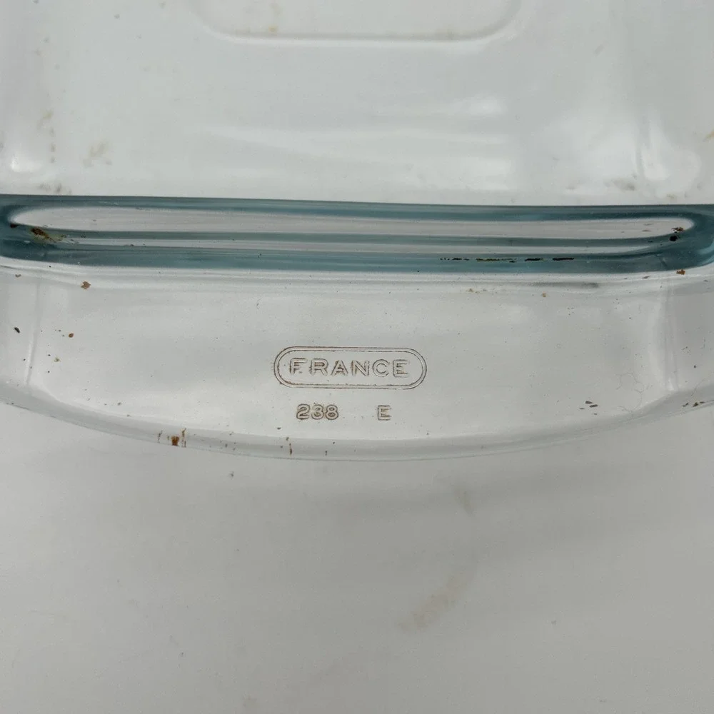 vintage Pyrex (made in France) clear glass baking or loaf dish 238 E